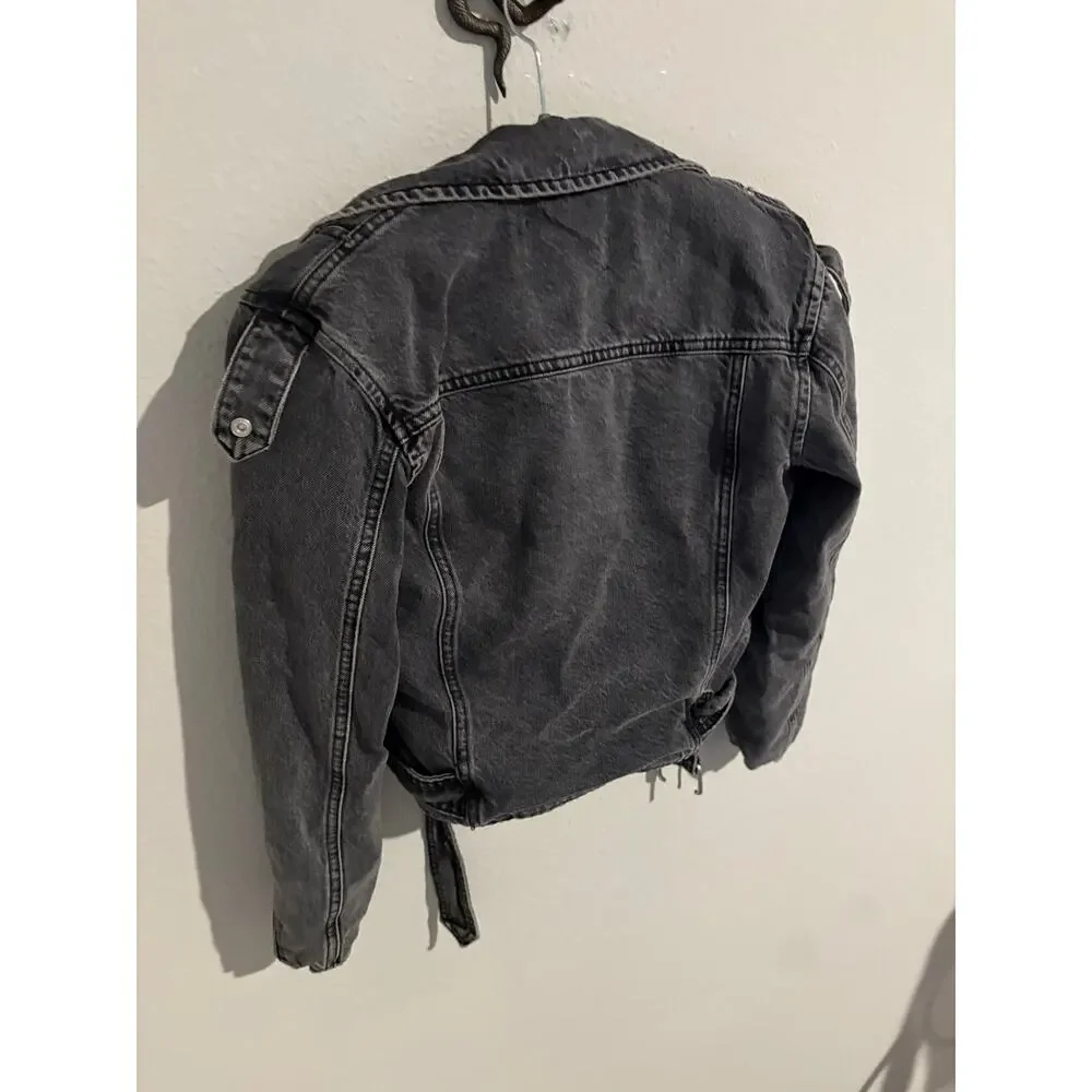 ALLSAINTS Balfern Denim Jacket Belted Biker Moto Urban Grunge Streetwear Fall 2